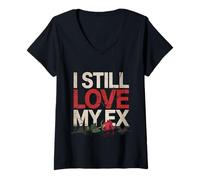 Femme I Still Love My Ex Sarcasme de la Relation de Rupture |||- T-Shirt avec Col en V
