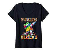 Femme I Still Play with Blocks Funny Blocks Bricks Master Builder T-Shirt avec Col en V