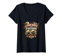 Femme I Stood Watch for Freedom, 1776, Veteran Eagle Patriot, 250e T-Shirt avec Col en V