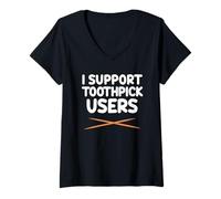 Femme I Support Dentistes Utilisateurs de Cure-Dents Nettoyage des Dents Hygiène bucco-Dentaire T-Shirt avec Col en V