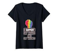 Femme I Support Gay Rights And Gay Wrongs LGBTQ ------- T-Shirt avec Col en V