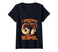 Femme I Survived 67 Days of School Teachers Students 6 7 Six Seven T-Shirt avec Col en V