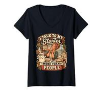 Femme I Talk to My Starter More Than People Sourdough Baker T-Shirt avec Col en V
