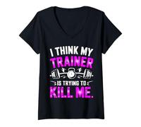 Femme I Think My Trainer Is Trying To Kill Me T-Shirt avec Col en V