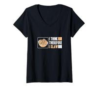 Femme I Think Therefore I Slaw Funny Chou Salade de Chou Fans T-Shirt avec Col en V