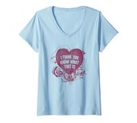 Femme I Think You Know What This is Heart and Roses Valentines Day T-Shirt avec Col en V