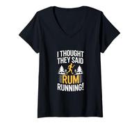 Femme I Thought They Said Rhum Running T-Shirt avec Col en V