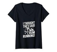 Femme I Thought They Said Rhum Running T-Shirt avec Col en V