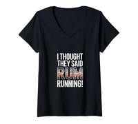 Femme I Thought They Said Rhum Running T-Shirt avec Col en V