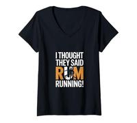 Femme I Thought They Said Rhum Running T-Shirt avec Col en V