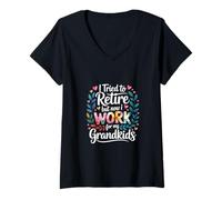 Femme I Tried to Retire But Now I Work for My Grandkids - T-Shirt avec Col en V