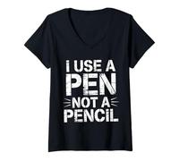 Femme I Use A Pen Not A Pencil Confiance des Mots croisés - T-Shirt avec Col en V