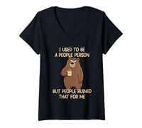 Femme I Used to Be A People Person But People Ruined That for Me T-Shirt avec Col en V