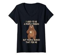 Femme I Used to Be A People Person But People Ruined That for Me T-Shirt avec Col en V