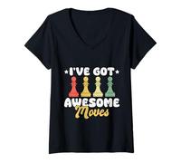 Femme I’ve Got Awesome Moves Funny Chess Design T-Shirt avec Col en V