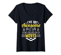 Femme I’ve Got Awesome Moves Funny Chess Design T-Shirt avec Col en V
