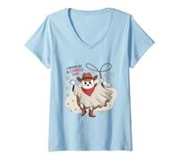 Femme I Wanna Be A Cowboo Chemise pour bébé Cowboy Ghost Lasso Western T-Shirt avec Col en V