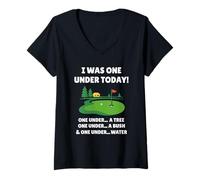 Femme I Was One Under Today Funny Golf Lover Golfer Golfing T-Shirt avec Col en V