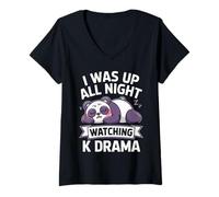 Femme I Was Up All Night Watching Drame Coréen Drame Drôle Regarder T-Shirt avec Col en V
