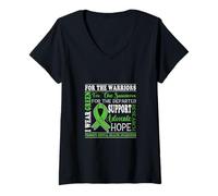 Femme I Wear Green For The Survivors Uplifting Positive Vibes T-Shirt avec Col en V