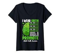 Femme I wear green for the Warriors For the Survivors Mental T-Shirt avec Col en V
