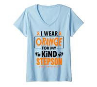 Femme I Wear Orange for My Stepson COPD Warrior Sensibilisation à la COPD T-Shirt avec Col en V