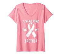 Femme « I Wear Pink for My Brother Cancer Awareness » T-Shirt avec Col en V