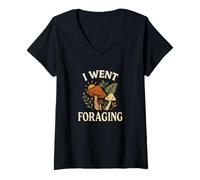 Femme I Went Foraging Retro Hippie Mushroom Nature Design T-Shirt avec Col en V