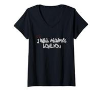 Femme I Will Always Love You Graffiti Heart Street Art T-Shirt avec Col en V