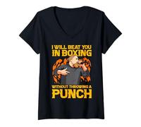 Femme I Will Beat You in Boxing Without Throw a Punch T-Shirt avec Col en V