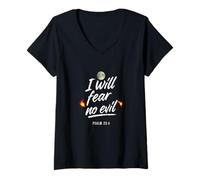 Femme I Will Fear No Evil Psaum 23 4 T-Shirt avec Col en V