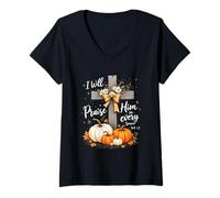 Femme I Will Praise Him in Every Season Psaume 34 1 Jesus God T-Shirt avec Col en V