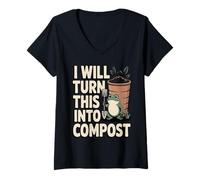 Femme I Will Turn This in to Compost Frog Garden T-Shirt avec Col en V