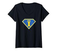 Femme I with Two Dots Superpower Symbol - Bold Ukraine Colors T-Shirt avec Col en V