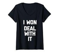 Femme I Won (Deal with It) - Dire drôle Sarcastique Cool Fantaisie T-Shirt avec Col en V