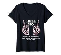 Femme I Won't Be Remembered as a Woman Who Kept Her Mouth Shut T-Shirt avec Col en V
