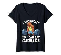 Femme I Workout So I Can Eat Garbage Funny Capybara Haltérophilie T-Shirt avec Col en V