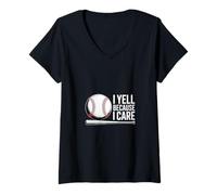 Femme I Yell Because I Care T-Shirt avec Col en V