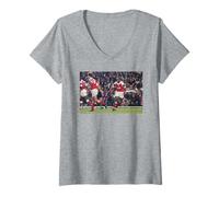Femme Ian Wright Arsenal Contre Aston Villa au Highbury Football T-Shirt avec Col en V