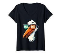 Femme I lanc américain Vintage avec Lunettes de Soleil pour T-Shirt avec Col en V