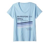 Femme Ibuprofène 400mg - Graphique Médicament Générique et Design Médical T-Shirt avec Col en V