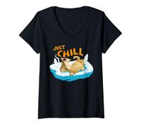 Femme Ice Age Just Chill Noël T-Shirt avec Col en V