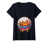 Femme Ice Cream Basketball Drip Drip pour tout-petits, jeunes femmes, papa et garçons T-Shirt avec Col en V