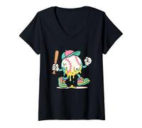 Femme Ice Cream Drip Baseball Spots Baseball Lover Men Women T-Shirt avec Col en V