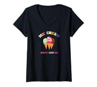 Femme Ice Cream Lover Icecream Decorations Cone Maker Eiscreme T-Shirt avec Col en V