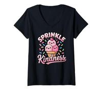 Femme Ice Cream Sprinkle Kindness Funny Ice Cream Lover T-Shirt avec Col en V