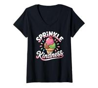 Femme Ice Cream Sprinkle Kindness Funny Ice Cream Lover T-Shirt avec Col en V