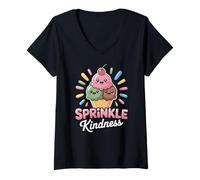 Femme Ice Cream Sprinkle Kindness Funny Ice Cream Lover T-Shirt avec Col en V