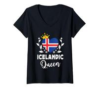 Femme Icelandic Queen Iceland Flag Proud Icelandic Woman T-Shirt avec Col en V