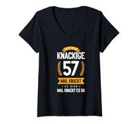 Femme Ich Bin Knackige 57 Mal Knackt ES Hier Mal Knackt ES Da T-Shirt avec Col en V